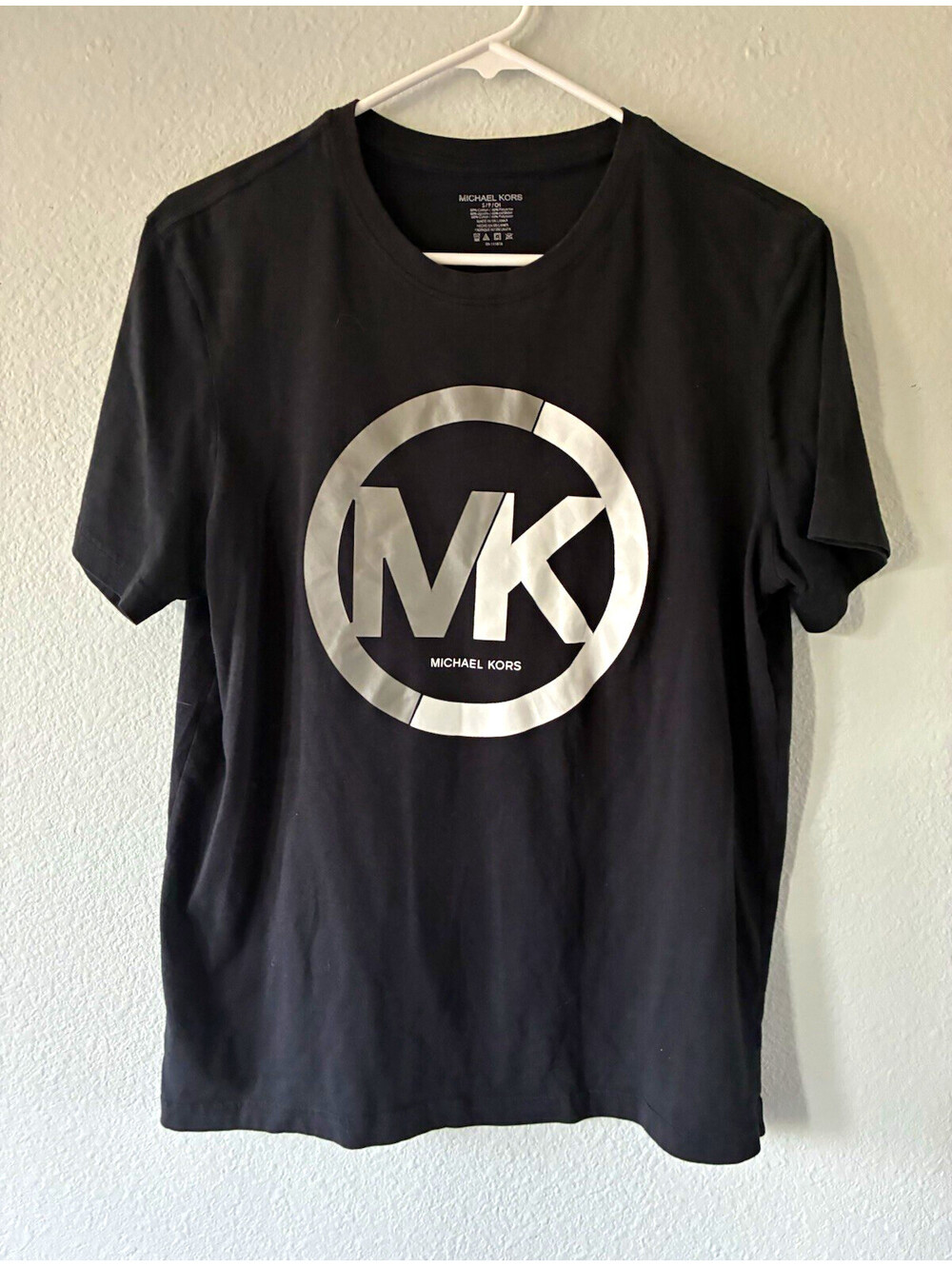 Michael Kors Tee Men’s S Black Short Sleeve Crew Neck MK Logo Graphic Cotton